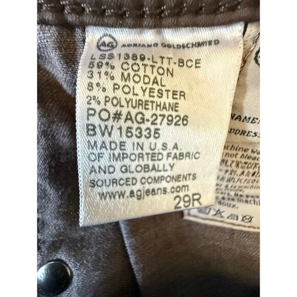 AG Adriano Goldschmied Legging Ankle Super Skinny Ankle Brown Coated Jean 29R - Picture 10 of 11